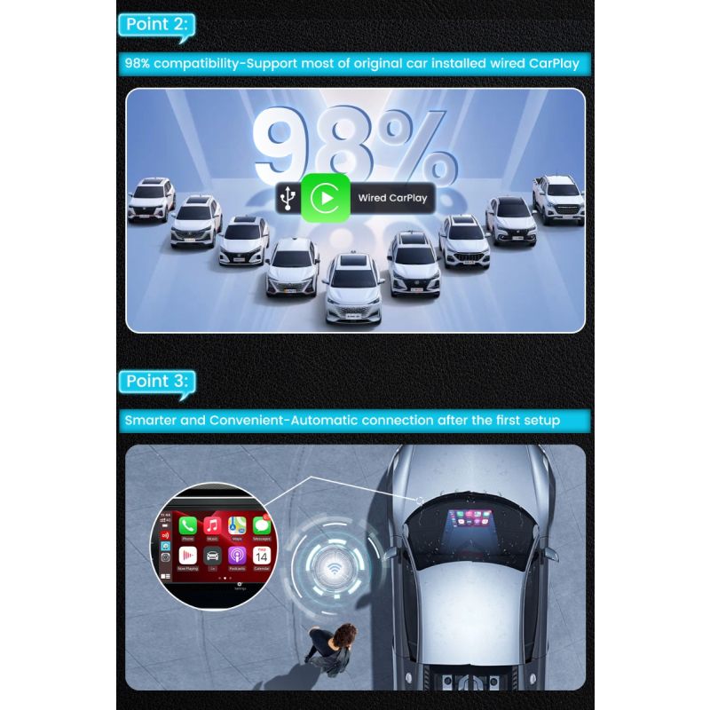 CarlinKit 4.0 CarPlay inalámbrica adaptador Android Auto Mini 3.0 conectividad manos libres plug and play Audi