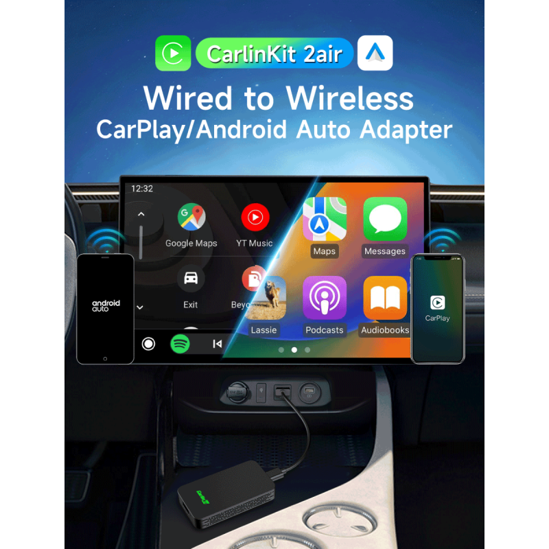 CarlinKit 2air 5.0 adaptador inalámbrico CarPlay Android Auto soluciones inalámbricas para coche inteligente