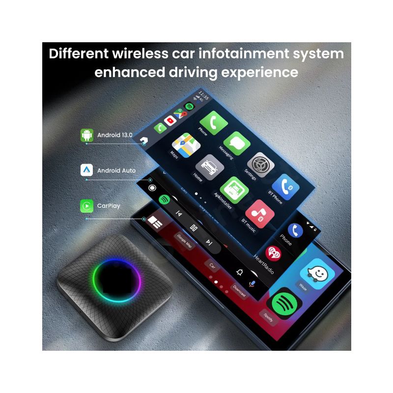 CarlinKit Dispositivo de TV inteligente CarPlay Ai Box Android 13 con Procesador 8 núcleos y YouTube Netflix