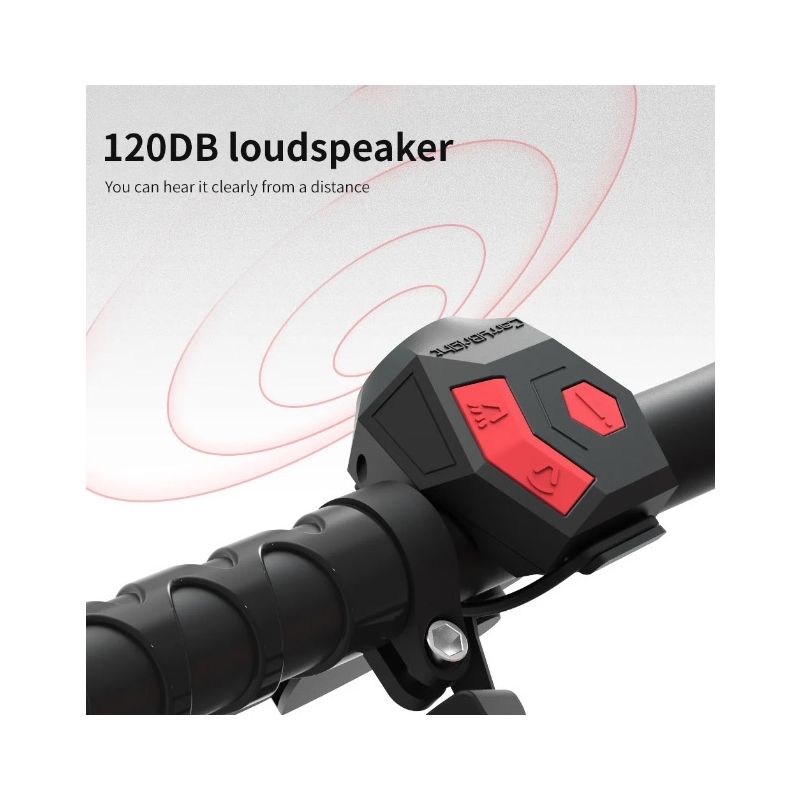 Bocina para bicicleta CarryBright CBH3 120dB con alarma antirrobo recargable por USB diseño ergonómico