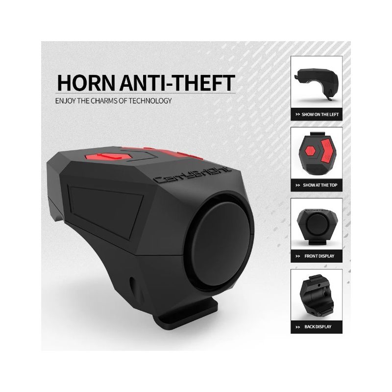 Bocina para bicicleta CarryBright CBH3 120dB con alarma antirrobo recargable por USB diseño ergonómico