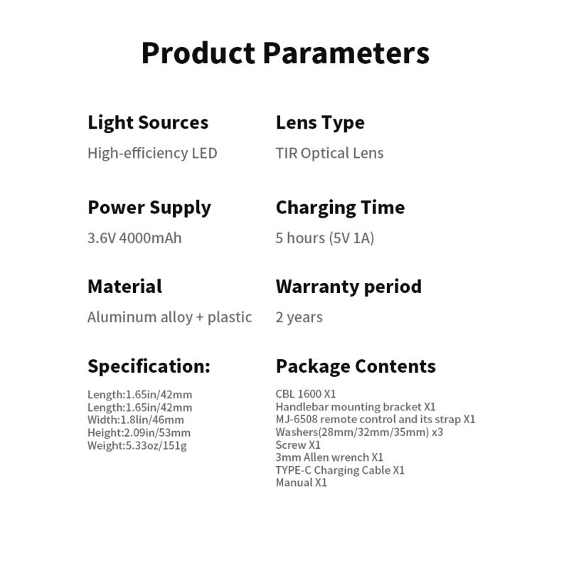 Magicshine CBL1600 Luz LED MTB 1600 lúmenes para bicicleta con montaje en manillar y control remoto