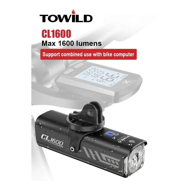 TOWILD CL1600 luz bicicleta 1600LM impermeable USB recargable control remoto ciclismo nocturno alta luminosidad
