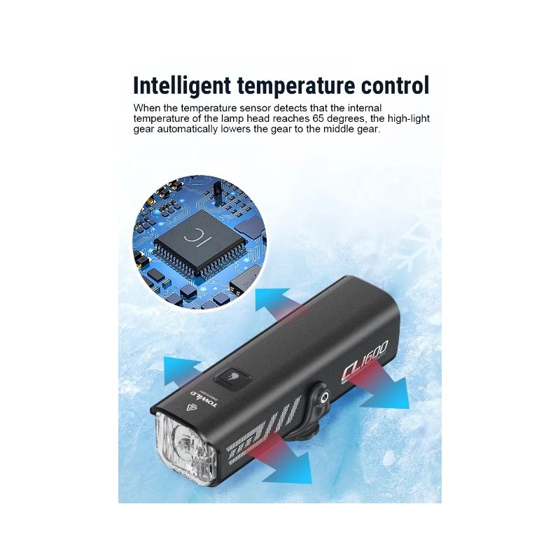 TOWILD CL1600 luz bicicleta 1600LM impermeable USB recargable control remoto ciclismo nocturno alta luminosidad