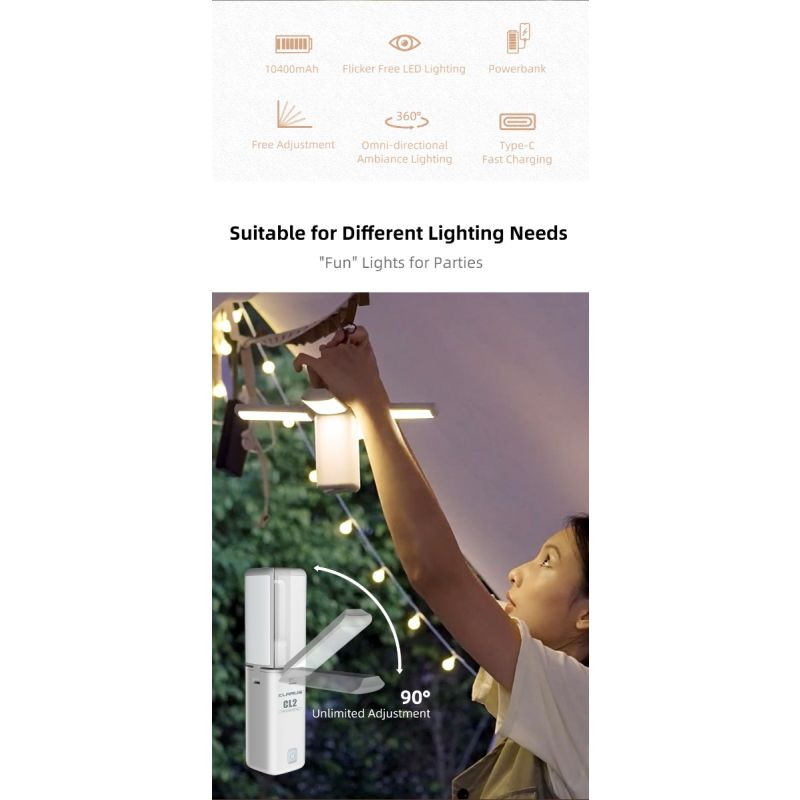 Luz Camping Klarus CL2 750 Lúmenes Plegable Bombillas 90° 7 Modos Luz Ambiental Ideal Cuidado Ocular