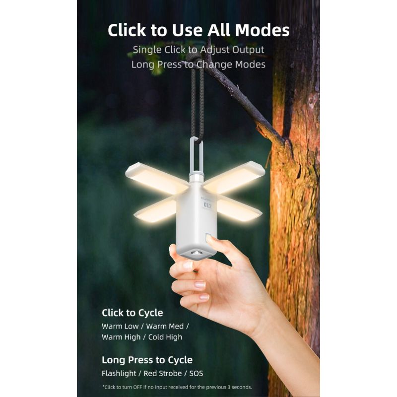 Luz Camping Klarus CL2 750 Lúmenes Plegable Bombillas 90° 7 Modos Luz Ambiental Ideal Cuidado Ocular