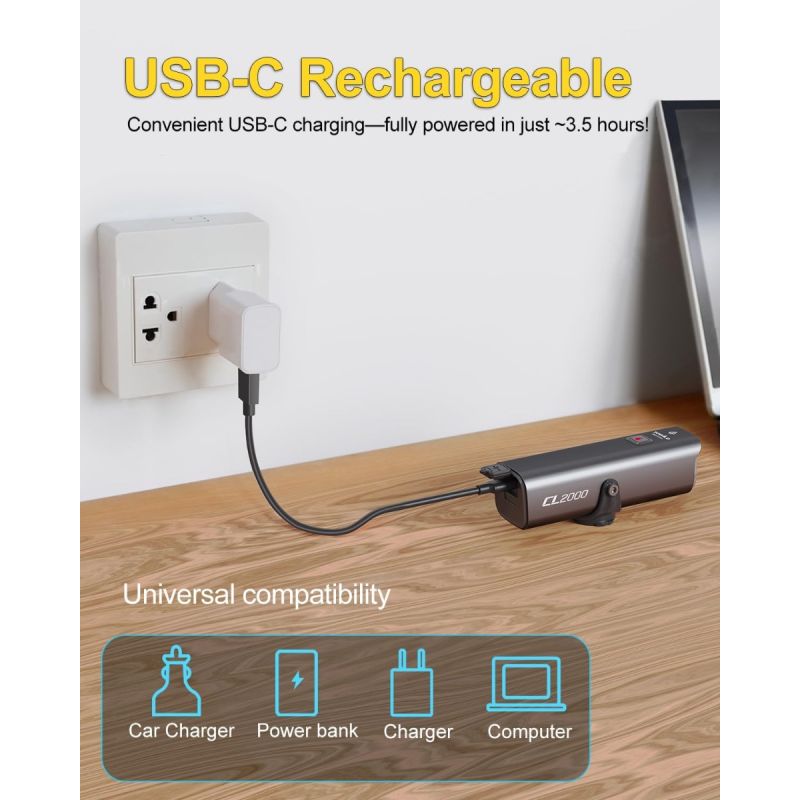 TOWILD CL2000 Luz Bicicleta 2000 Lúmenes | Faro Delantero Anti-deslumbramiento, Súper Brillante