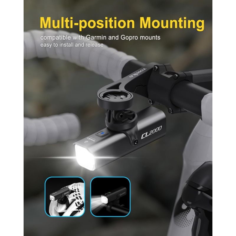 TOWILD CL2000 Luz Bicicleta 2000 Lúmenes | Faro Delantero Anti-deslumbramiento, Súper Brillante