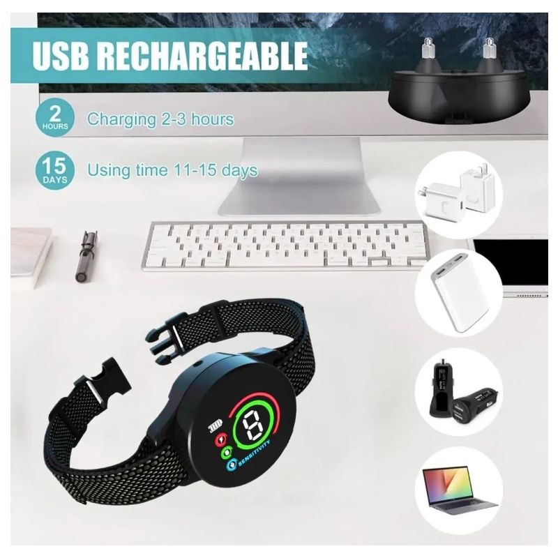 Collar Antiladridos Inteligente Control de Ladridos para Perros Algoritmo de Corteza Avanzado Collar Recargable