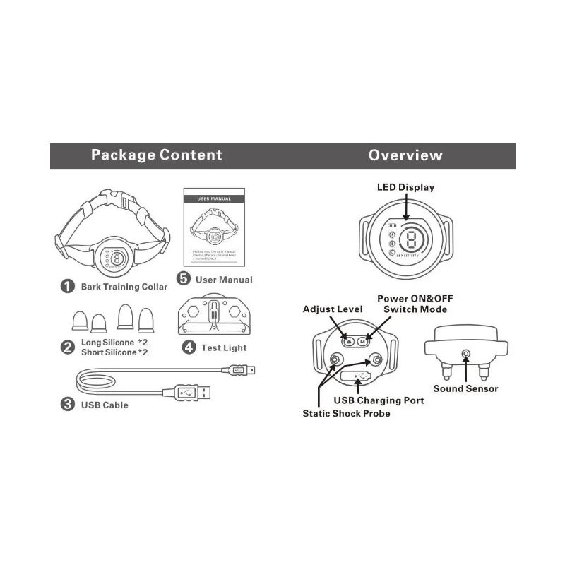 Collar Antiladridos Inteligente Control de Ladridos para Perros Algoritmo de Corteza Avanzado Collar Recargable
