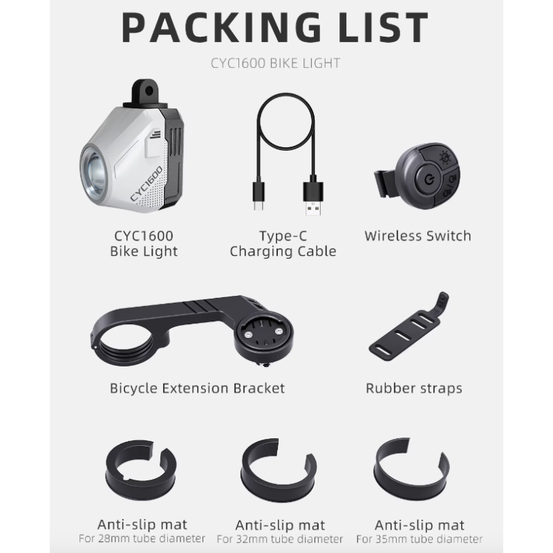 Luces Delanteras de Bicicleta Alta Luminosidad con Control Remoto Inteligente 1600 LM Seguridad en Ciclismo