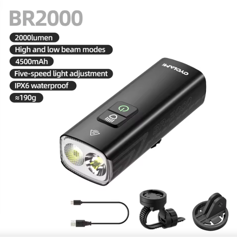 CYCLAMI BR2000 Luz Delantera Bicicleta USB-C Recargable | Alta Luminosidad MTB y Carretera, Seguridad.