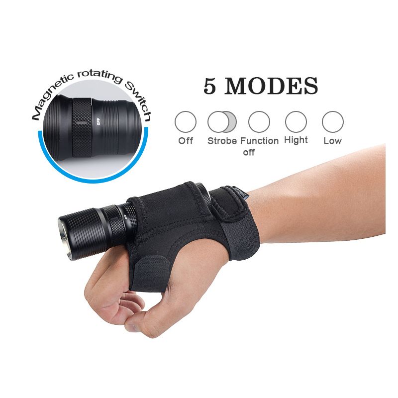 Linterna de buceo TrustFire TR-DF008 LED 700 lúmenes control magnético IPX8 equipo aventura duradero