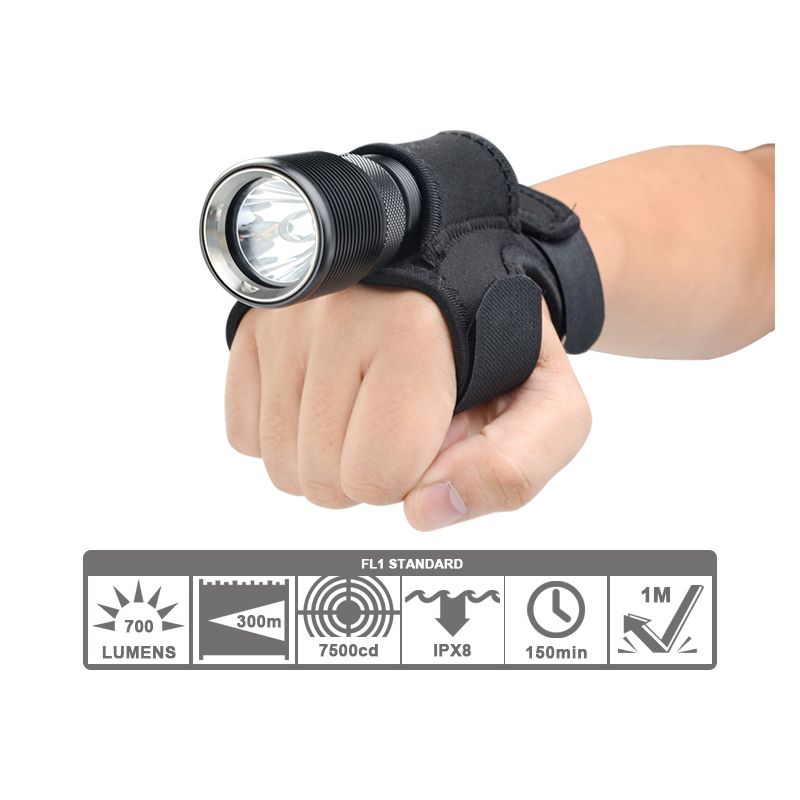 Linterna de buceo TrustFire TR-DF008 LED 700 lúmenes control magnético IPX8 equipo aventura duradero