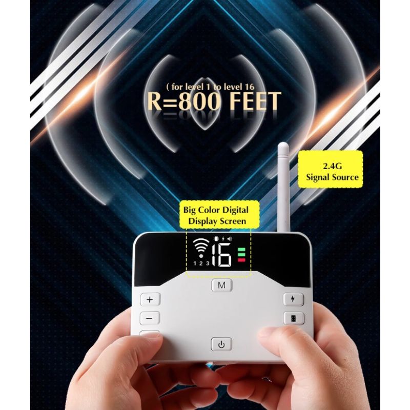 Sistema de cerca inalámbrica y collar de entrenamiento remoto para perros con radios ajustables y IP65