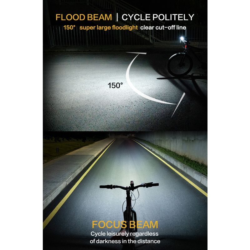 Luz para bicicleta TOWILD DLite 1800 máxima 2100 lúmenes batería 5000mAh USB seguridad ciclista impermeable