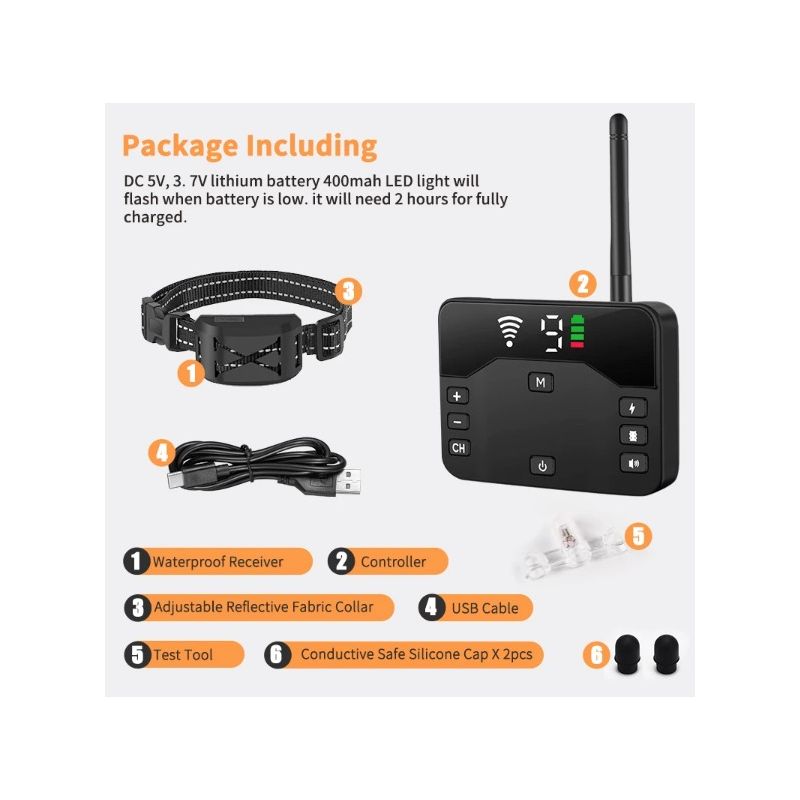 Cerca Eléctrica Inalámbrica para Perros y Collar de Entrenamiento con Descarga Eléctrica Solución Segura