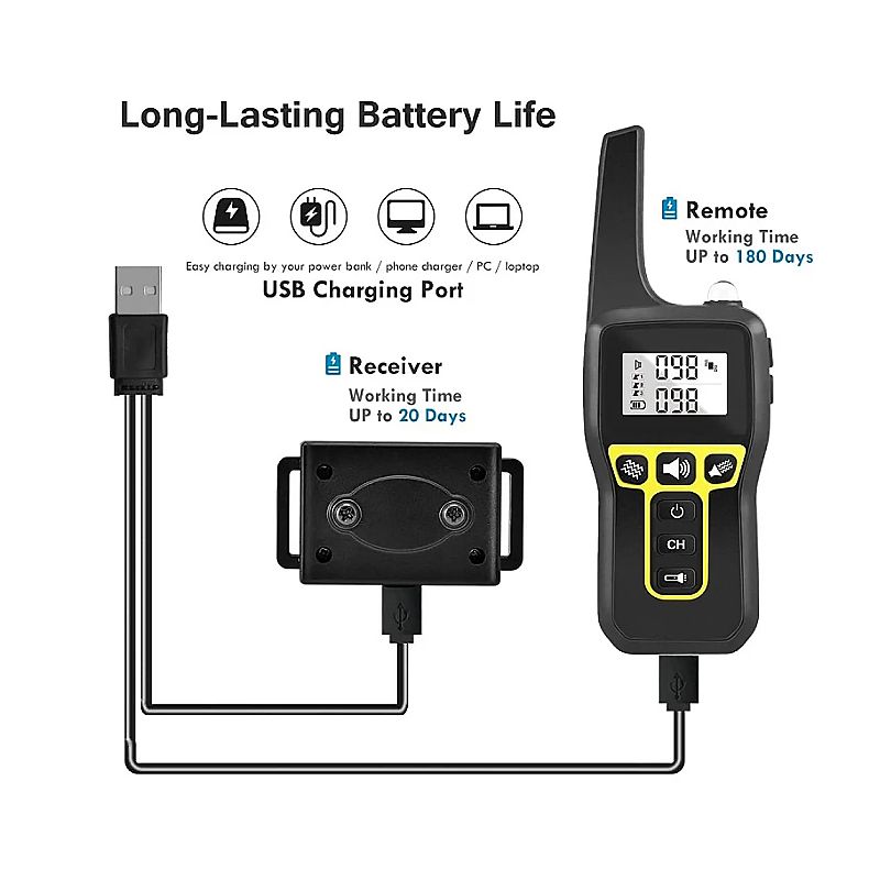 Collar de entrenamiento para perros con control remoto y modos ajustables PD 529-1-TIO recargable y seguro