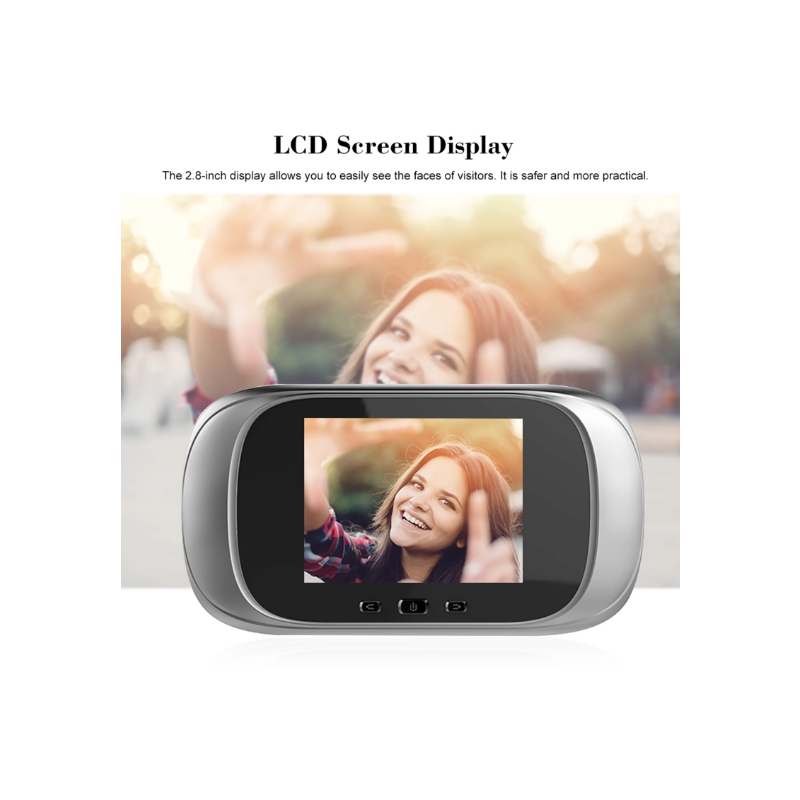 Mirilla Digital para Puerta con Timbre Cámara, Visión Nocturna y Pantalla 2.8 pulgadas, Seguridad Hogar Monitoreo