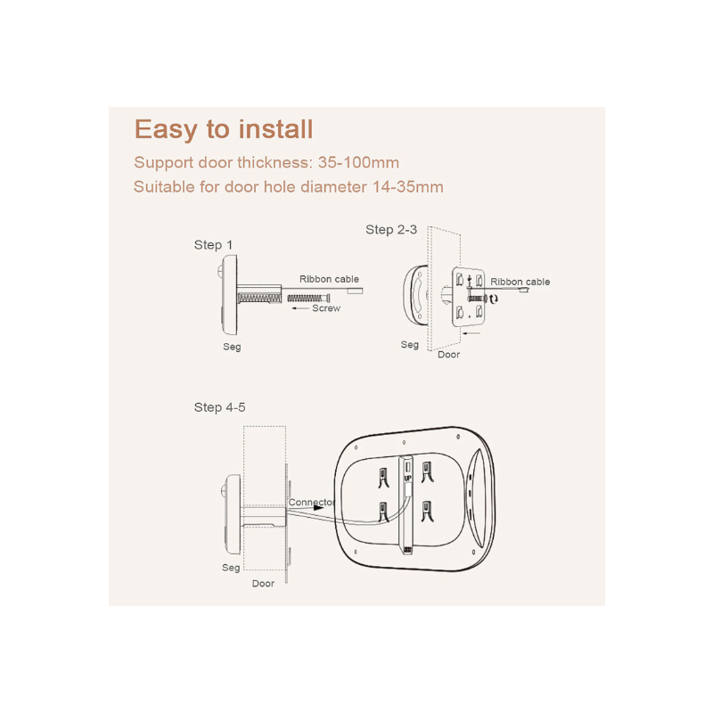 Mirilla Digital para Puerta con Timbre Cámara, Visión Nocturna y Pantalla 2.8 pulgadas, Seguridad Hogar Monitoreo
