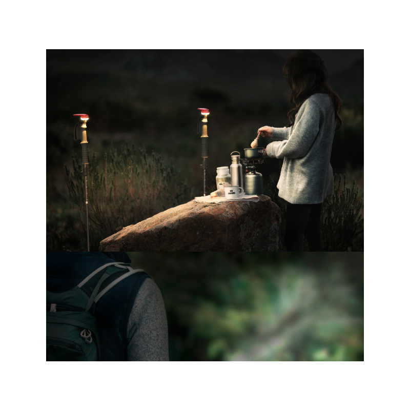 GUITORCH Trail Back: Bastones de Senderismo/Trekking con Luz LED, Ligeros, Aluminio para Aventura y Seguridad