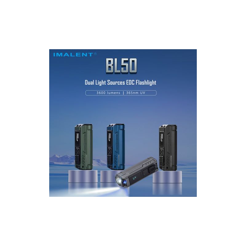 Linterna IMALENT BL50 3600 lúmenes LED recargable tipo C linterna EDC con luz UV y pantalla OLED