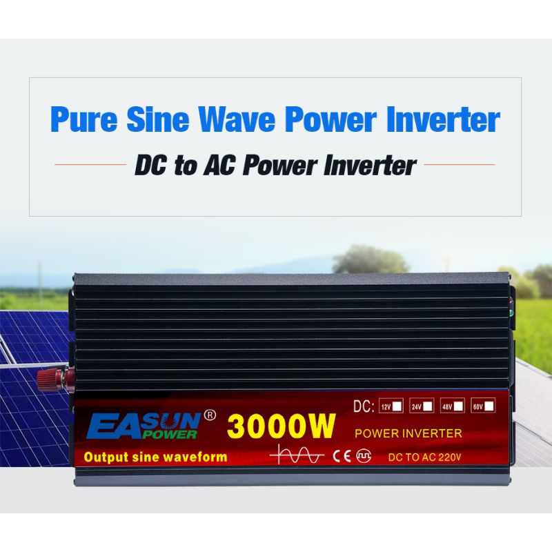 Inversor eléctrico EASUN de onda sinusoidal pura 5000W 12V/24V a 220V energía limpia y protección para el hogar