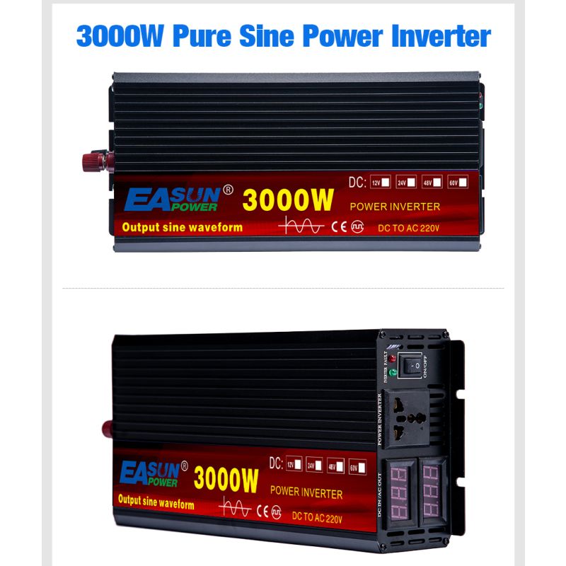 Inversor eléctrico EASUN de onda sinusoidal pura 5000W 12V/24V a 220V energía limpia y protección para el hogar