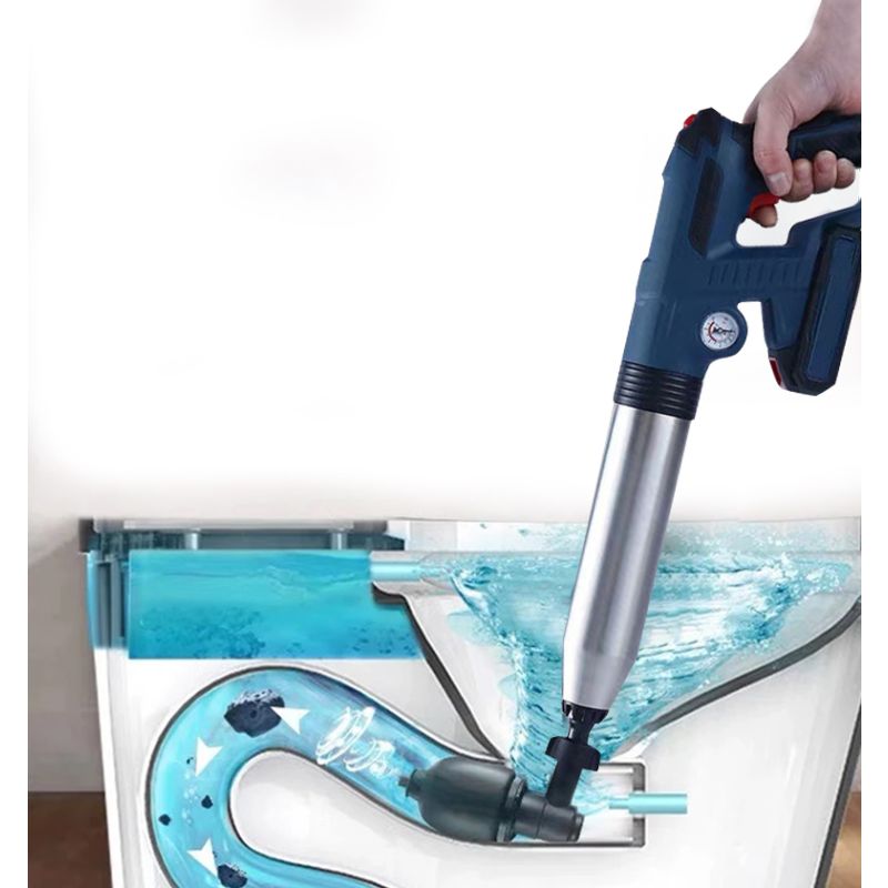 Desatascador de Tuberías en Acero Inoxidable Limpiador de Desagües de Aire Alta Presión Herramientas Fontanería