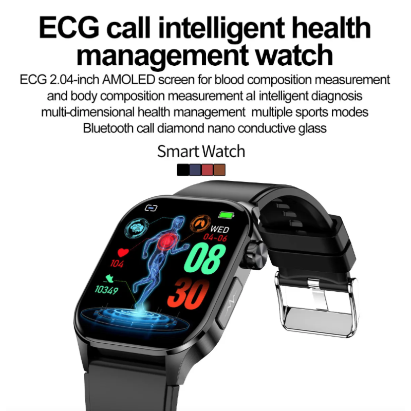 E580 Smartwatch: Glucosa, ECG, Frecuencia Cardíaca, Presión Arterial, IP68. Monitorización Salud 368*448