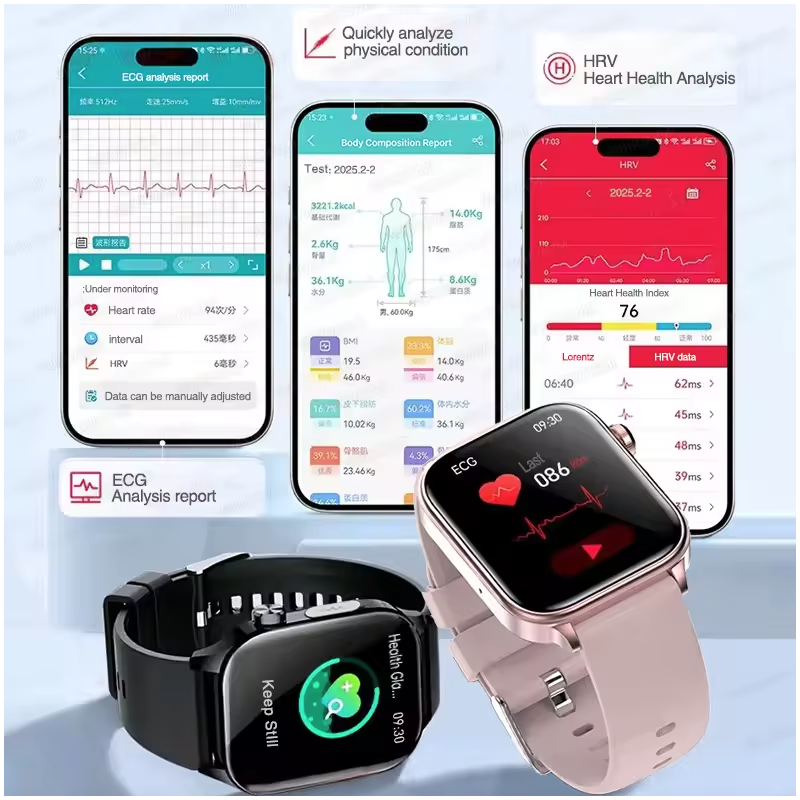 ET585 Smartwatch: ECG, PPG, IA. Salud completa: Lípidos, BP, Uric Acid, Frecuencia Cardíaca.
