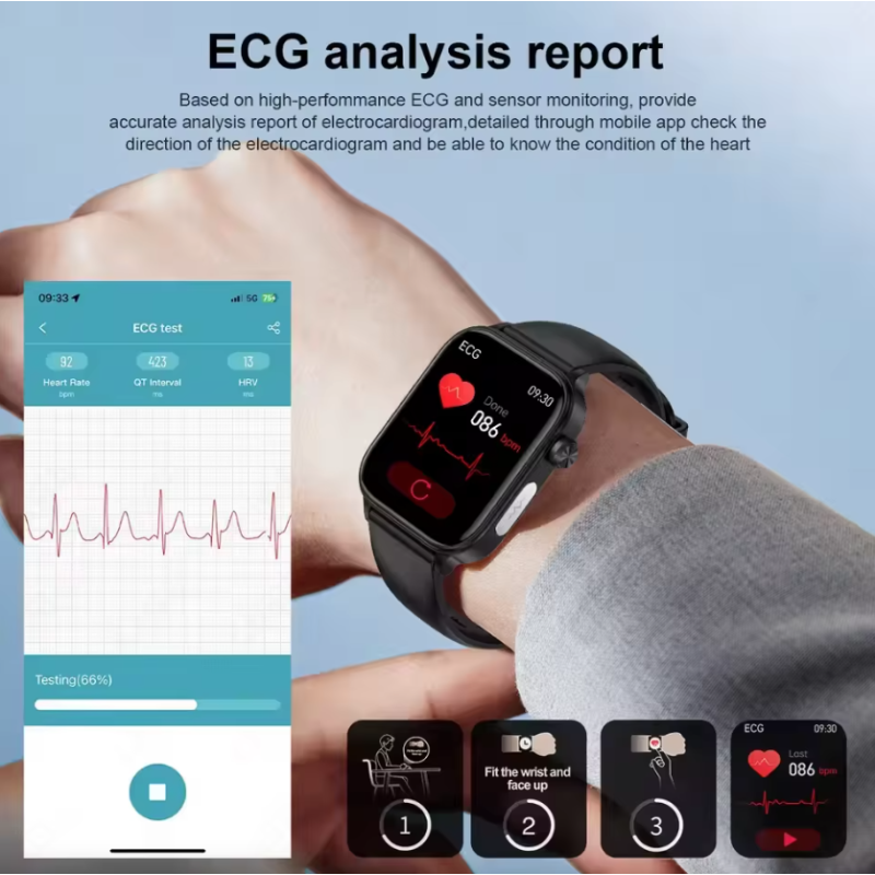 ET585 Smartwatch: ECG, PPG, IA. Salud completa: Lípidos, BP, Uric Acid, Frecuencia Cardíaca.
