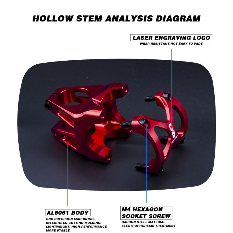 EVOSID Vástago Bicicleta 31.6mm Aleación Aluminio MTB Ciclismo Potencia Corta Ligero Negro Azul