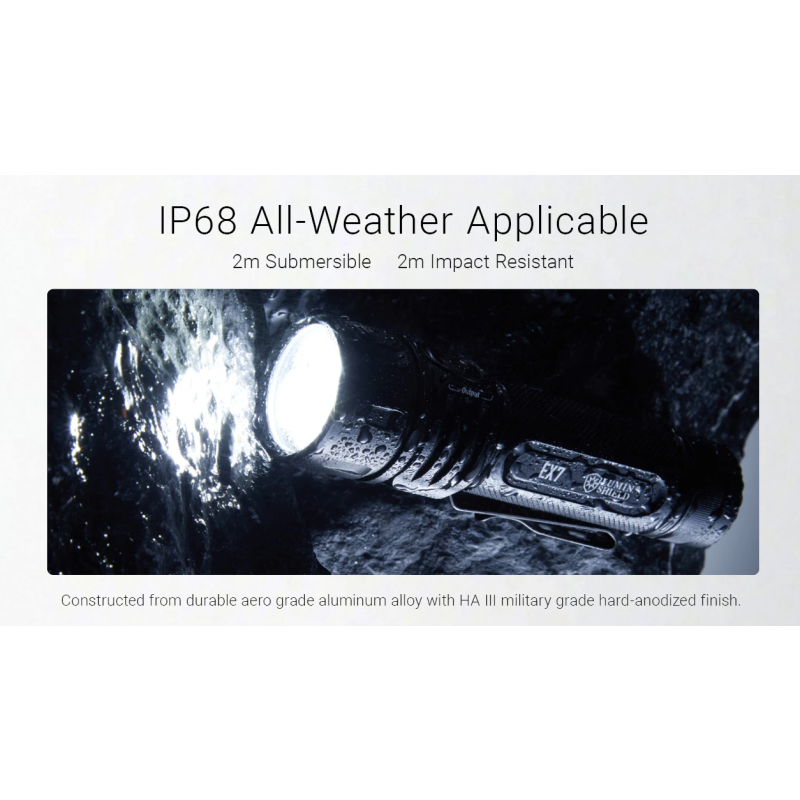 Nitecore EX7 Linterna Potente 6000 Lúmenes USB-C Recargable para Exteriores, Aventura y Búsqueda y Rescate