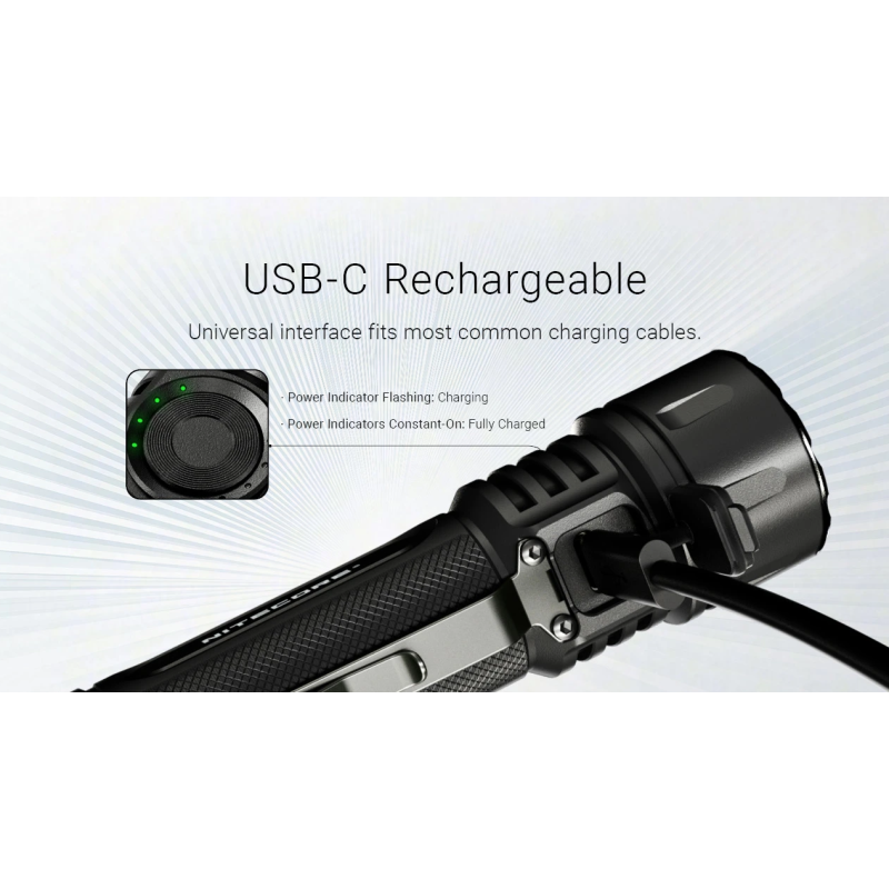 Nitecore EX7 Linterna Potente 6000 Lúmenes USB-C Recargable para Exteriores, Aventura y Búsqueda y Rescate