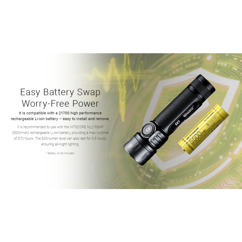 Nitecore EX7 Linterna Potente 6000 Lúmenes USB-C Recargable para Exteriores, Aventura y Búsqueda y Rescate