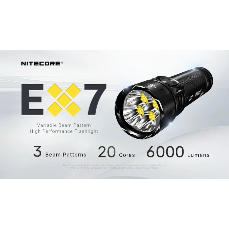 Nitecore EX7 Linterna Potente 6000 Lúmenes USB-C Recargable para Exteriores, Aventura y Búsqueda y Rescate