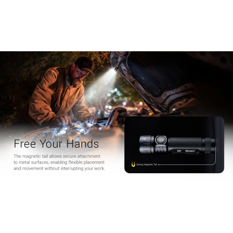 Nitecore EX7 Linterna Potente 6000 Lúmenes USB-C Recargable para Exteriores, Aventura y Búsqueda y Rescate