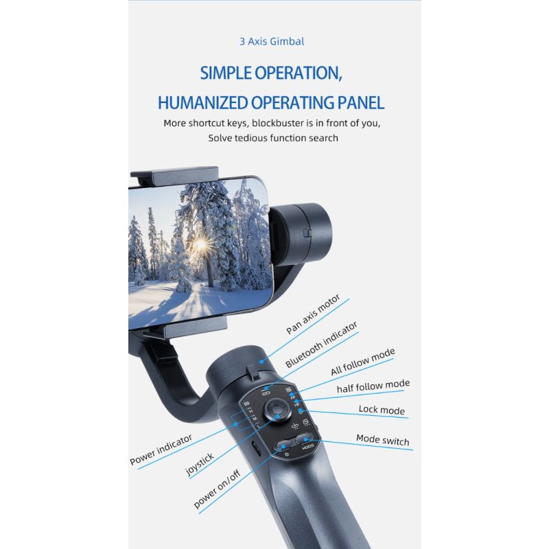 Estabilizador F10 Pro cardán de 3 ejes estabilización de video para smartphone Android iPhone videografía móvil