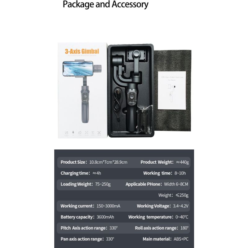 Estabilizador F10 Pro cardán de 3 ejes estabilización de video para smartphone Android iPhone videografía móvil