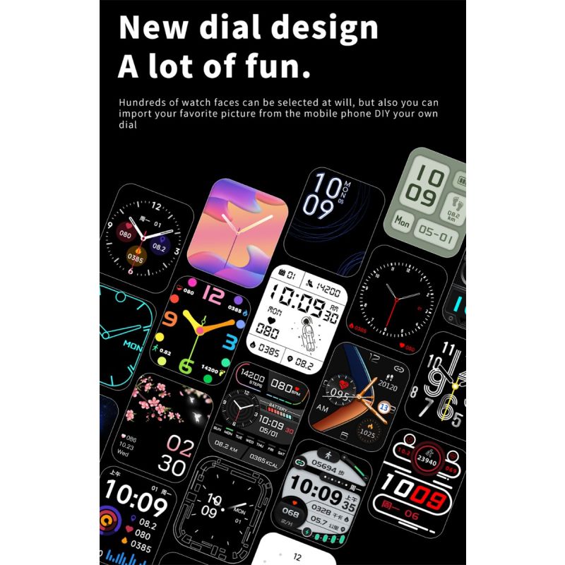 F57L Smartwatch Monitoreo Salud: Glucosa, Presión, Ritmo, Temperatura. Rastreador Fitness, Notificaciones y Llamadas. iOS/Android.