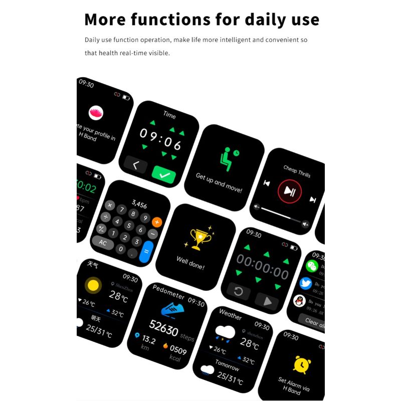 F57L Smartwatch Monitoreo Salud: Glucosa, Presión, Ritmo, Temperatura. Rastreador Fitness, Notificaciones y Llamadas. iOS/Android.