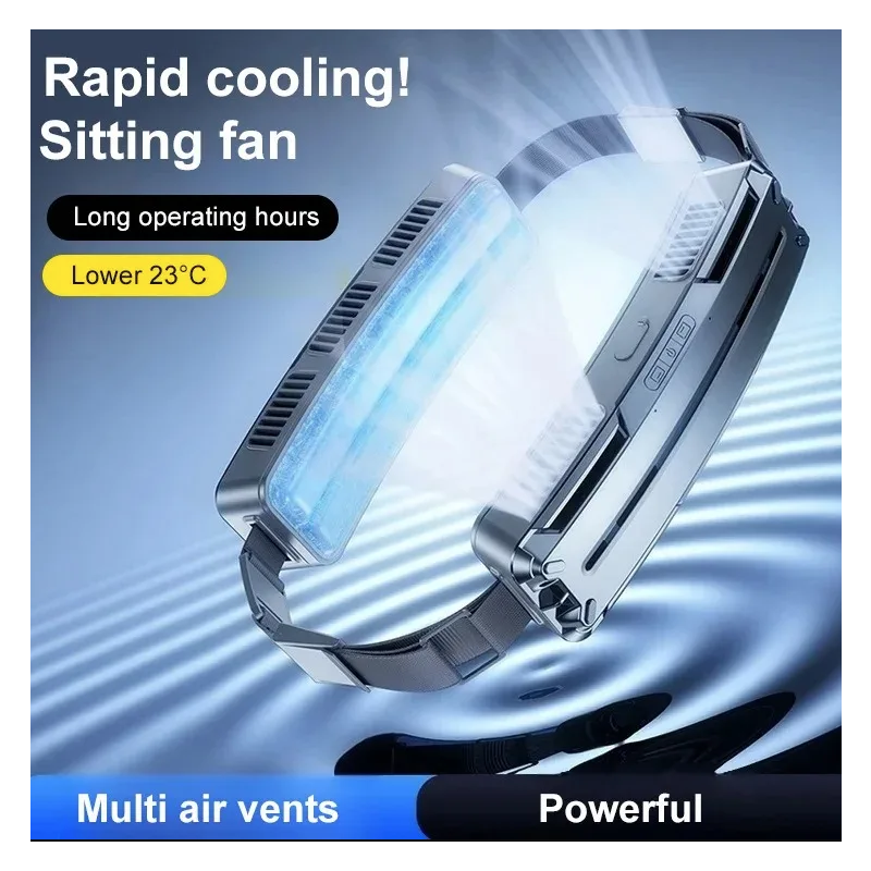 Ventilador con Cinturón de Hielo portátil aire acondicionado para camping refrigeración 360 grados brisa refrescante