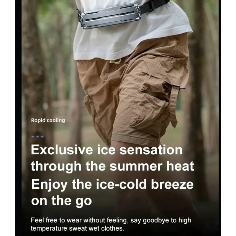 Ventilador con Cinturón de Hielo portátil aire acondicionado para camping refrigeración 360 grados brisa refrescante