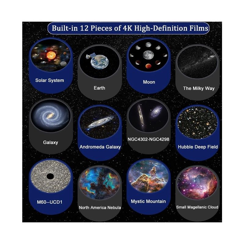 Luz nocturna Proyector de galaxia con rotación 360°, lámpara de planetario 12 en 1 para una experiencia inmersiva
