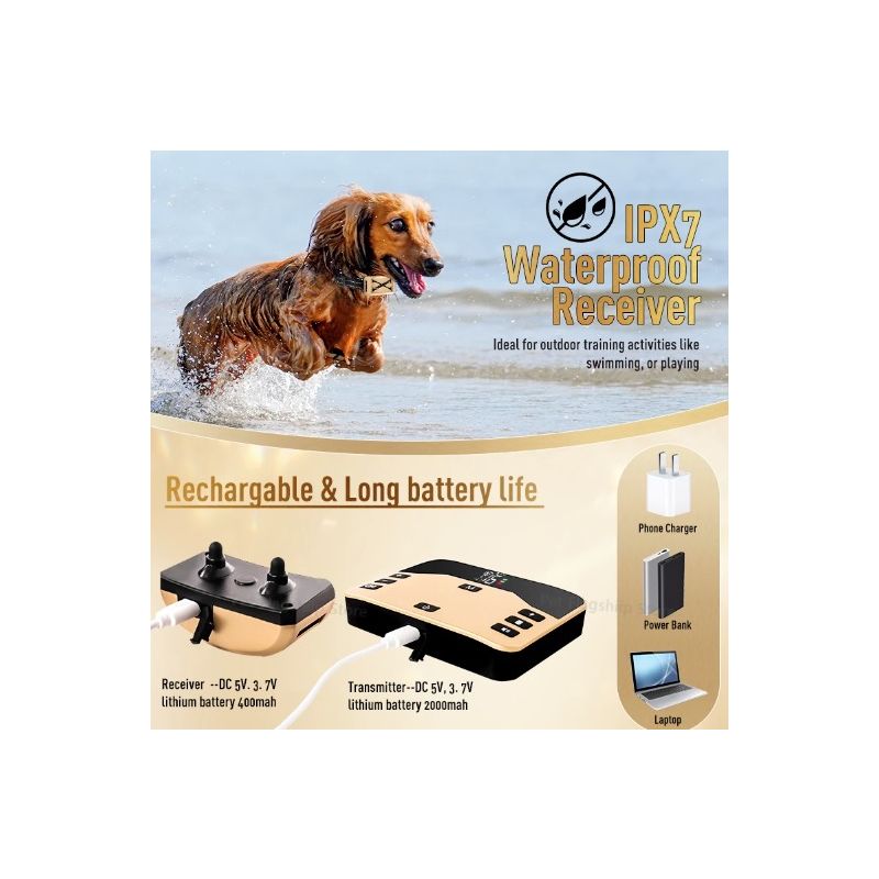 Cerca Electrónica Inalámbrica y Collar de Entrenamiento para Perros Diseño Ergonómico Seguridad para Mascotas