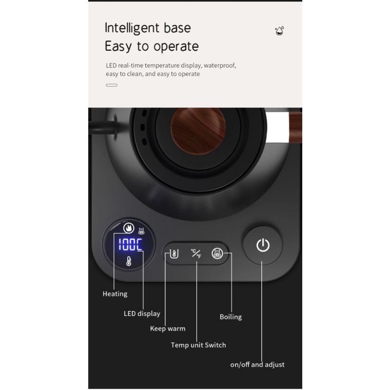 Hervidor Eléctrico Cuello de Cisne 1200 Vatios Preparación de Café y Té Calentamiento Rápido Control Preciso