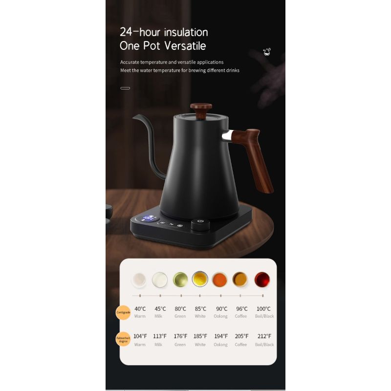 Hervidor Eléctrico Cuello de Cisne 1200 Vatios Preparación de Café y Té Calentamiento Rápido Control Preciso