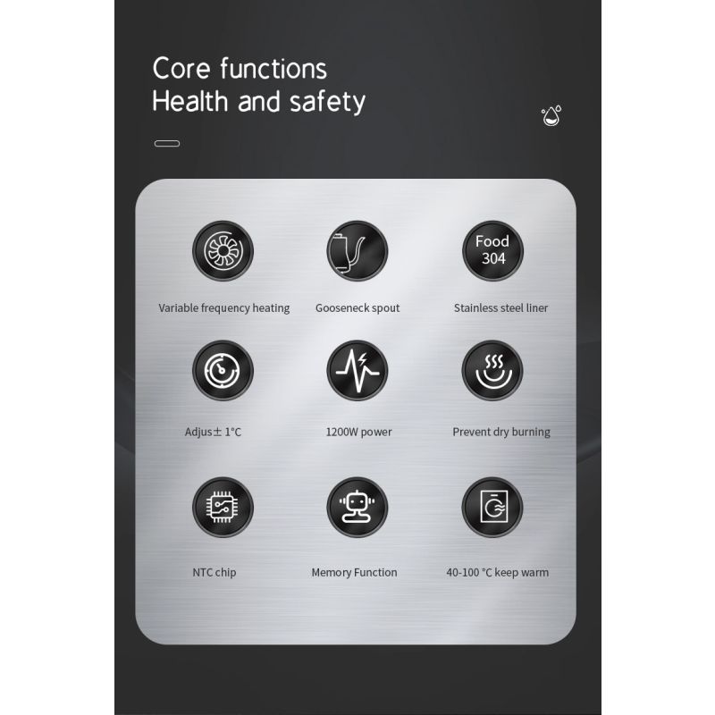 Hervidor Eléctrico Cuello de Cisne 1200 Vatios Preparación de Café y Té Calentamiento Rápido Control Preciso