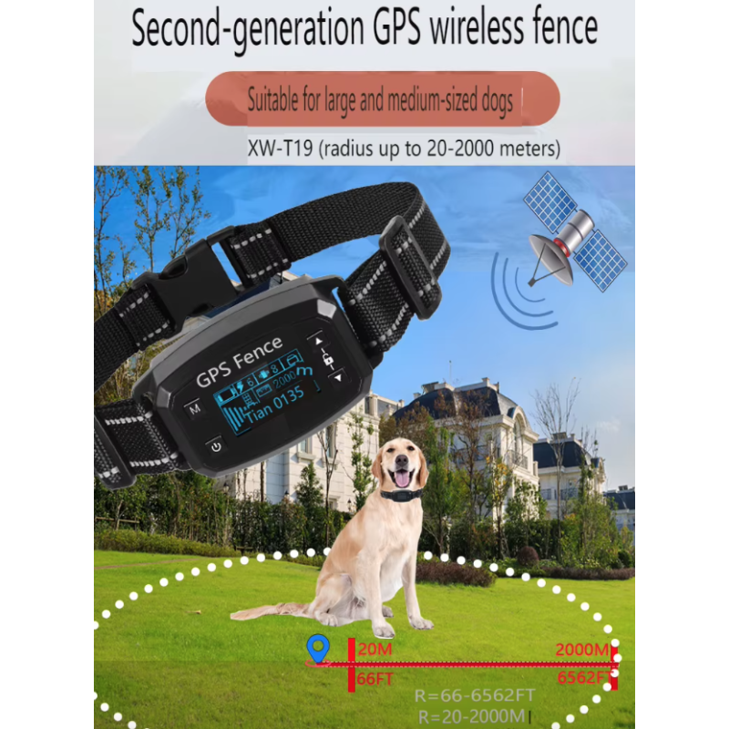 Sistema de Cerca Inalámbrica GPS para Perros con Collar Antiladridos Automático y Pantalla OLED para Entrenamiento